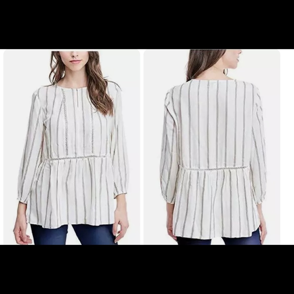 NWT! fever- Boho Ivory Stripe Top. Size Lg